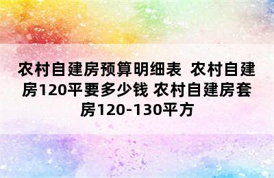 农村自建房预算明细表  农村自建房120平要多少钱 农村自建房套房120-130平方